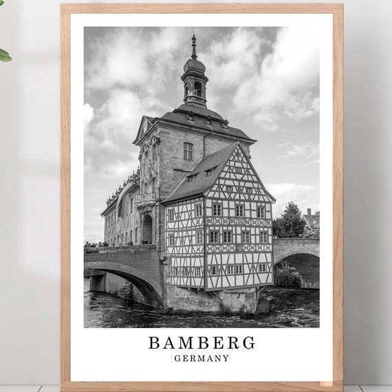 Bamberg Black and White City Travel Poster