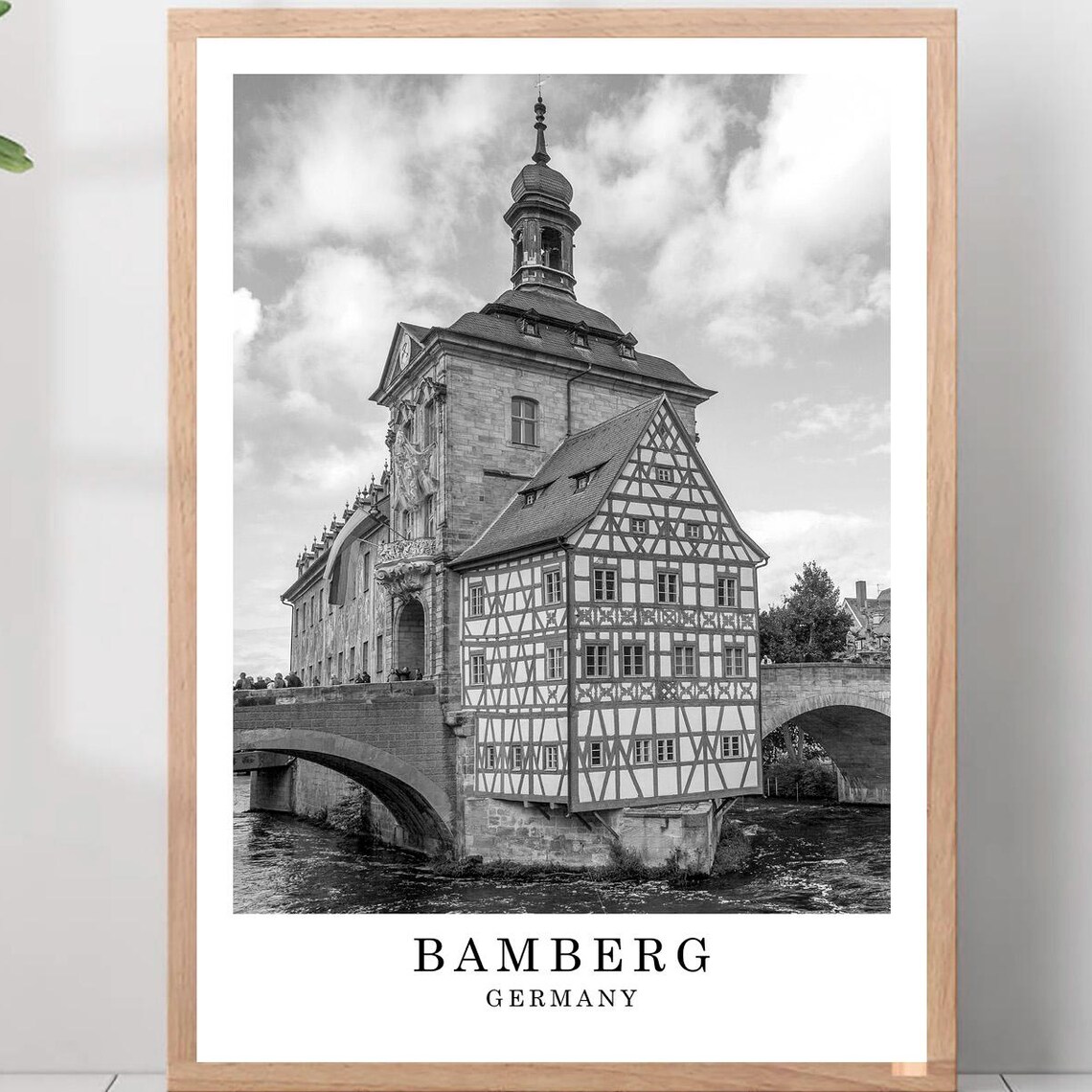 Bamberg Black and White City Travel Poster