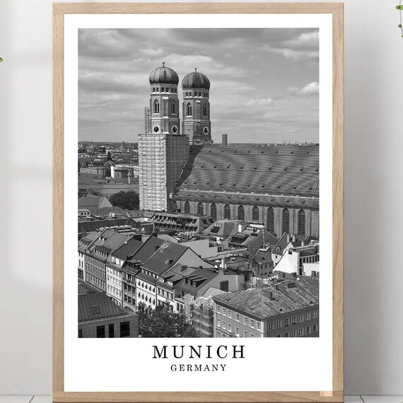 Munich Frauenkirche Twin Domes Black And White Germany Poster