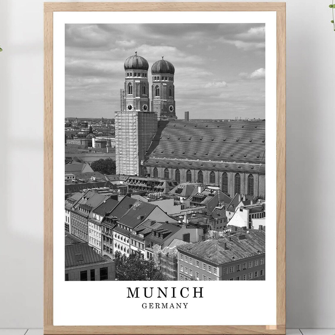 Munich Frauenkirche Twin Domes Black And White Germany Poster