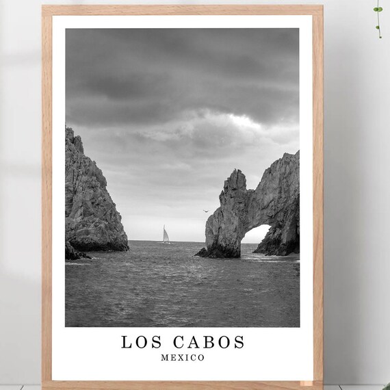 Los Cabos Mexico El Arco Rock Arch Black And White Photo Poster