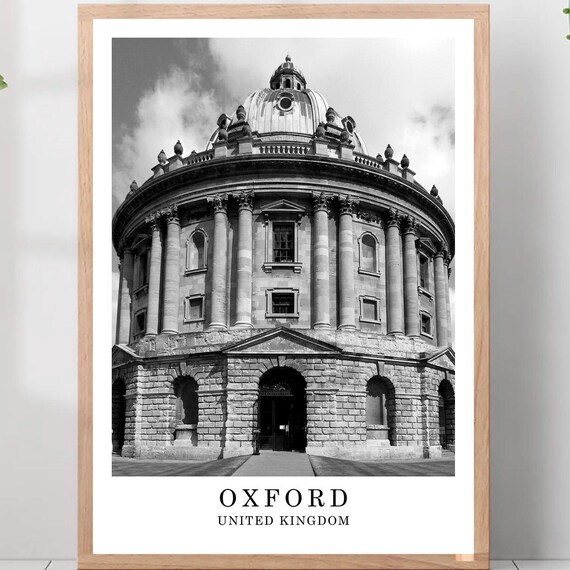 Oxford Radcliffe Camera Dome Circular Library Black and White Poster