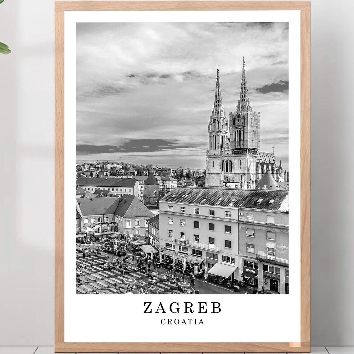 Zagreb Cathedral Twin Spires And Market Square Croatia Travel Poster
