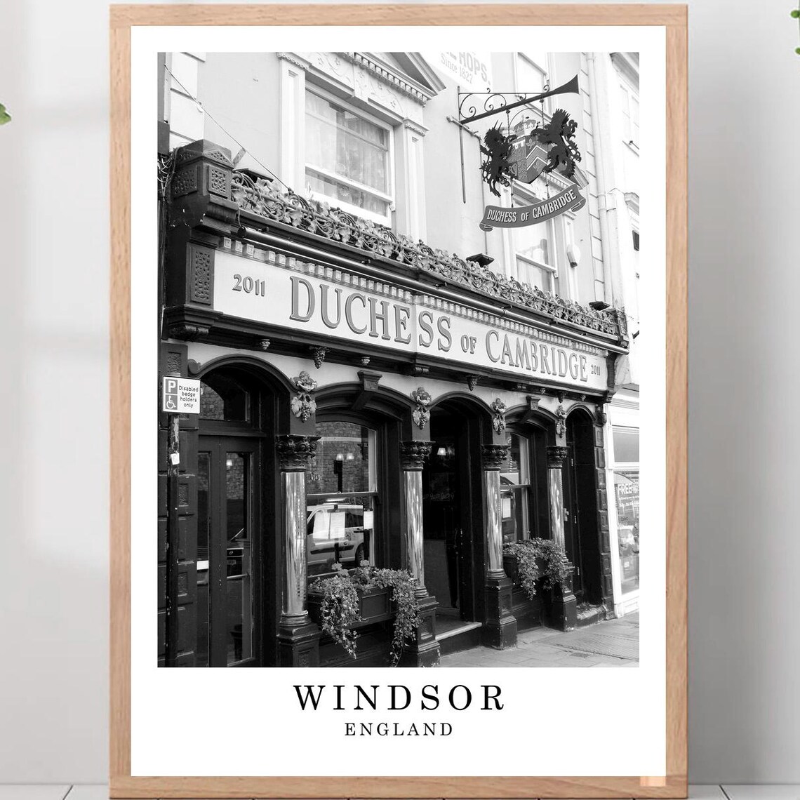 Windsor Duchess Of Cambridge Pub Black And White England Poster