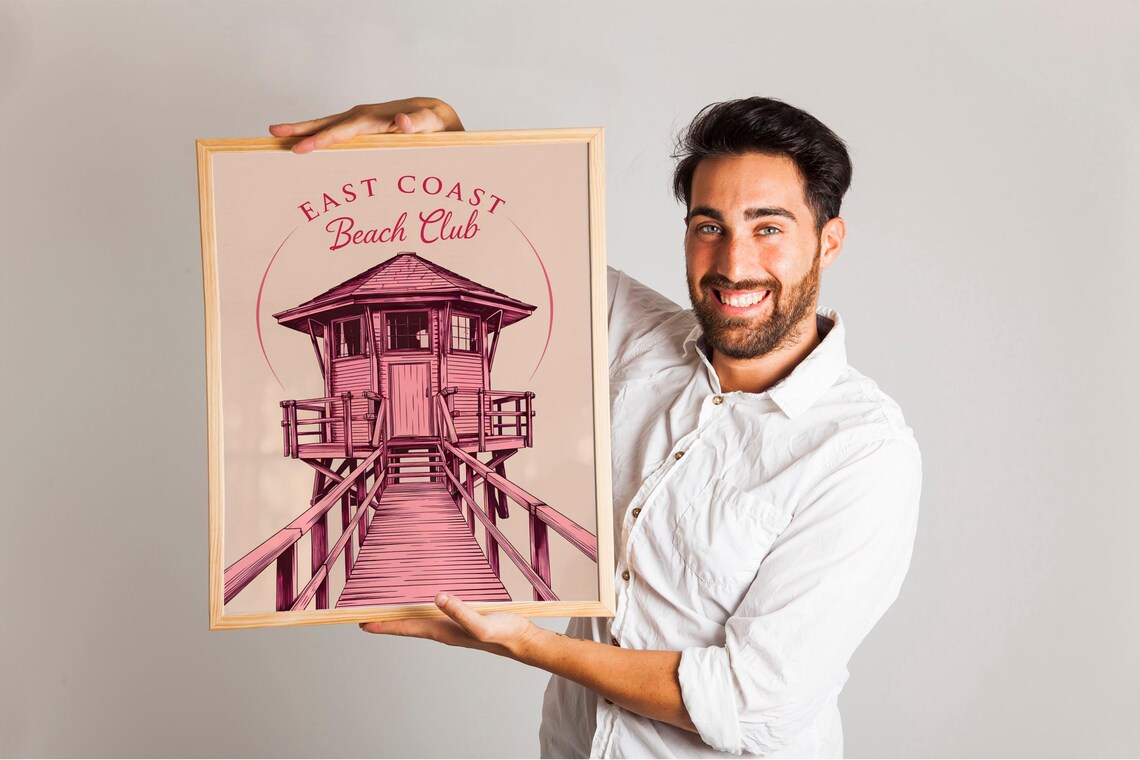 East Coast Beach Club Art Print, Coastal Decor