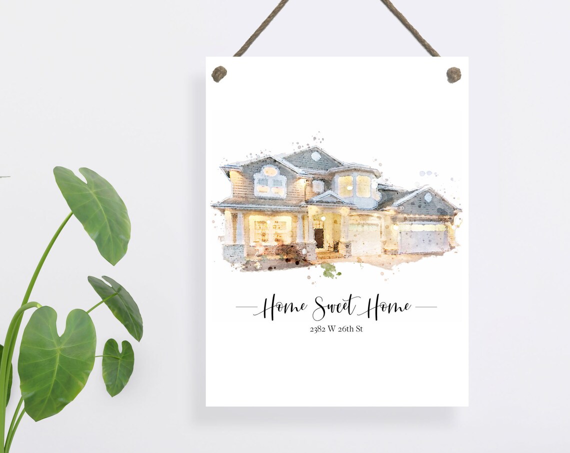 Personalized Watercolor House Art Print, Home Decor