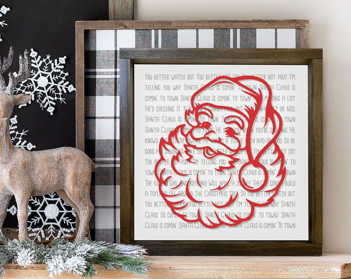 Santa Claus Is Coming To Town Christmas Gift Ideas Holiday Seasonal Decor Christmas Song Sign Vintage Xmas Signs