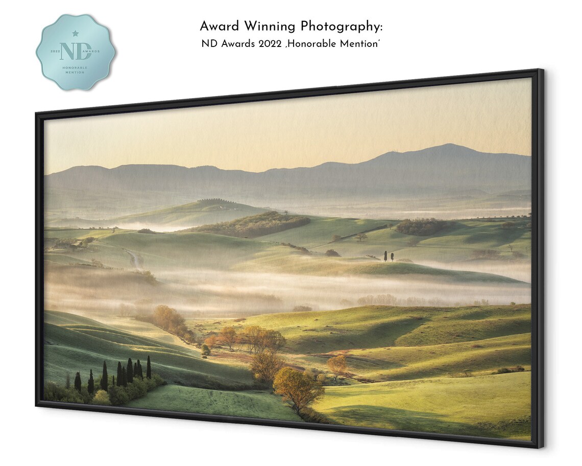 Misty Tuscany Sunrise Rolling Green Hills And Cypress Trees Poster - Image 4