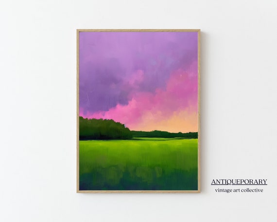 Abstract Landscape Wall Art Abstract Horizon Minimal Landscape Painting Colorful Modern Minimalist Wall Decor