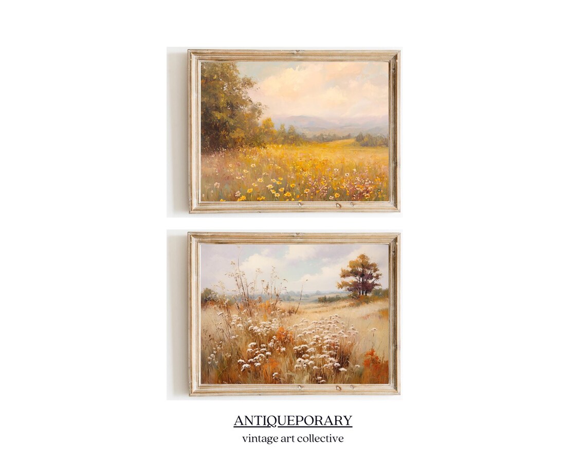 Golden Wildflower Meadow Bathed in Sunlight Landscape Poster - Image 4