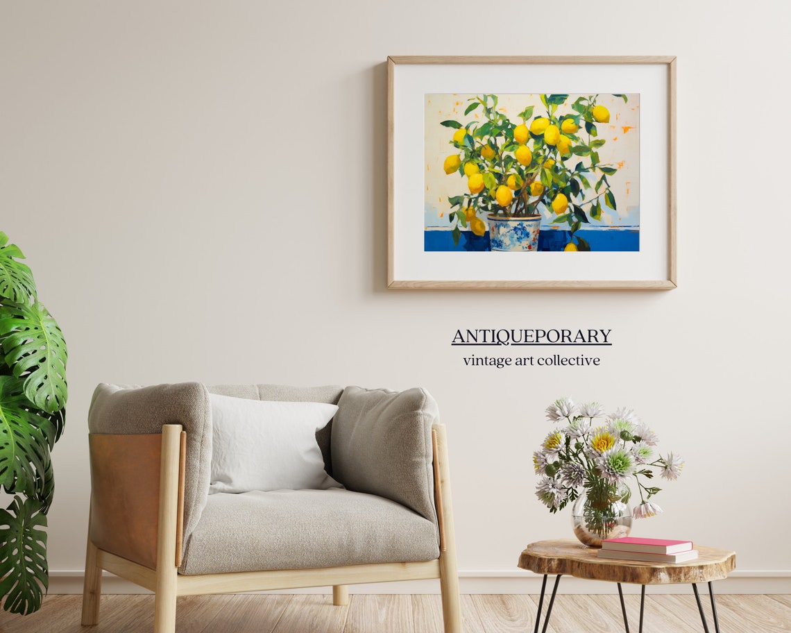 Potted Lemon Tree in Blue White Ceramic Pot Bright Kitchen Poster - Image 5