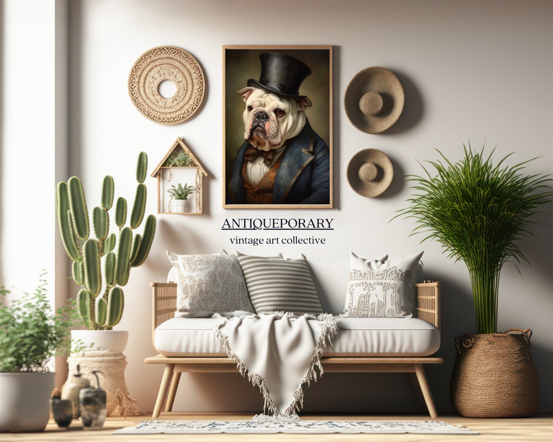Victorian Animal Portrait Dressed Animal Prints Royal Bulldog Poster Pet Portrait Altered Art Renaissance Dog Portrait Animal Lover Gift - Image 3