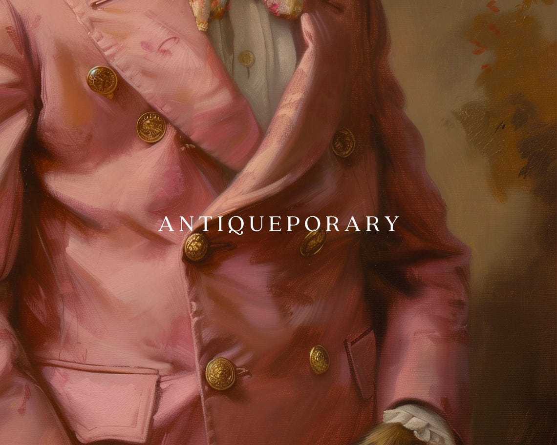 Pink Coat Squirrel Portrait Victorian Gentleman Animal Painting Poster - Image 2