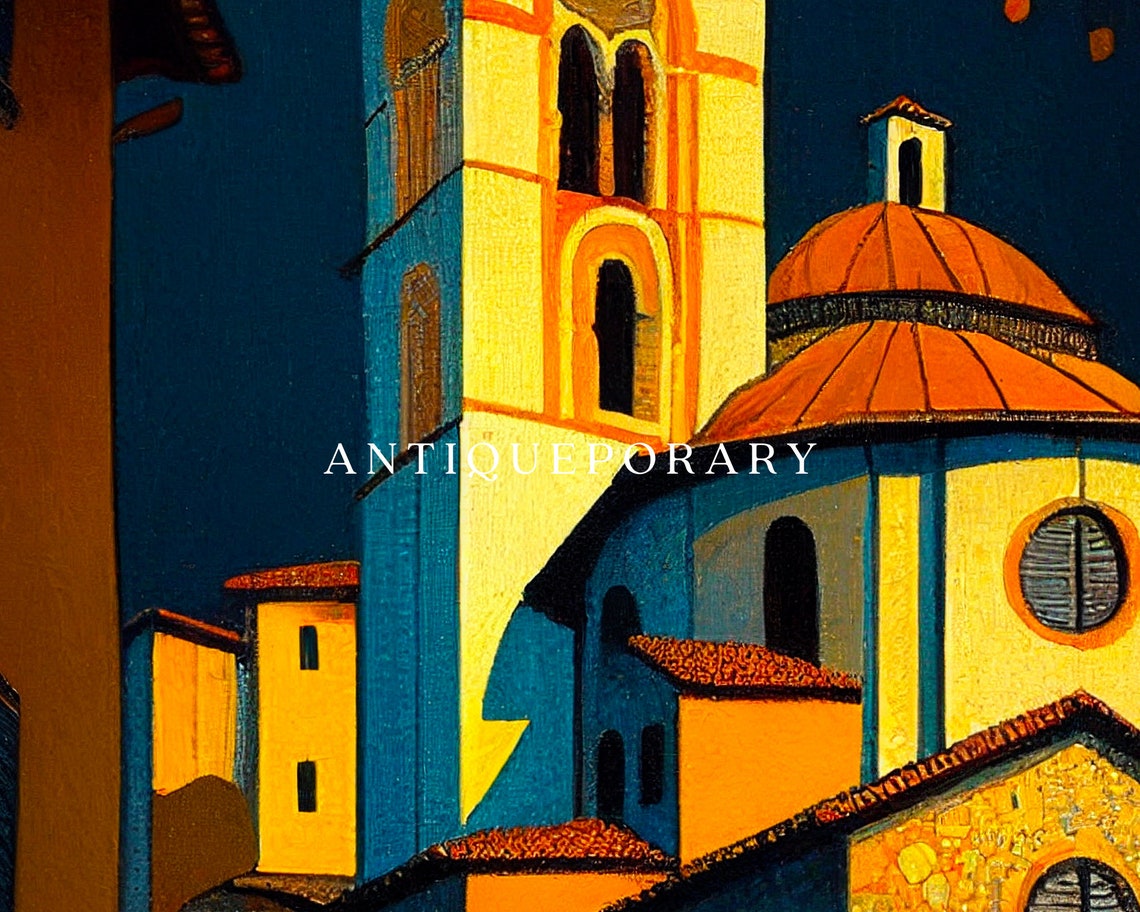 Antique Cityscape Oil Painting Vintage Architecture Painting Vintage Wall Art Moody Wall Decor Vintage Wall Art Vintage Portrait - Image 3