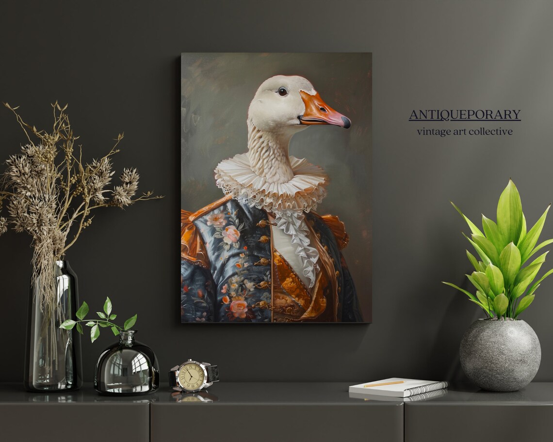 Royal White Goose Floral Brocade Coat Victorian Portrait Poster - Image 6