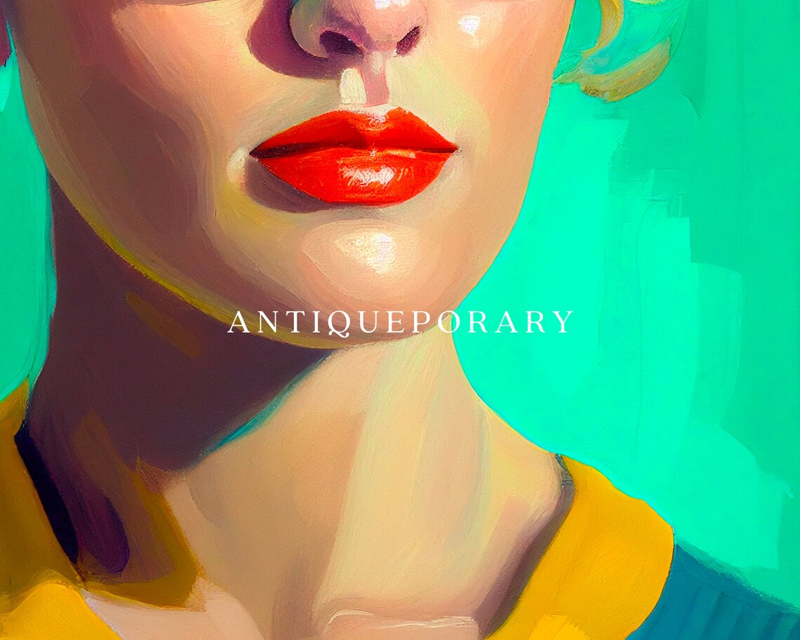 Blonde Woman with Glasses and Red Lips Retro Pop Art Portrait Poster - Image 2