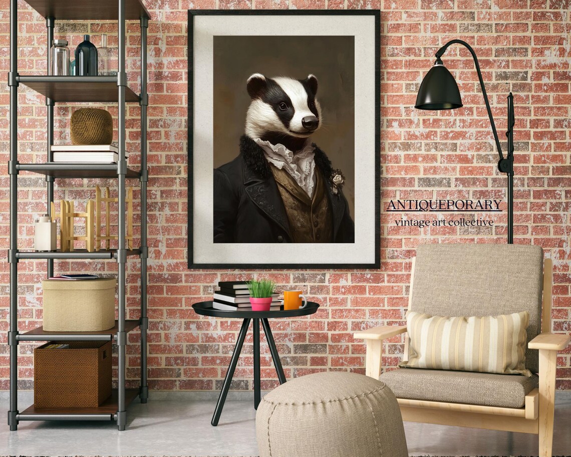 Royal Badger Gentleman Portrait Gold Waistcoat Vintage Poster - Image 5