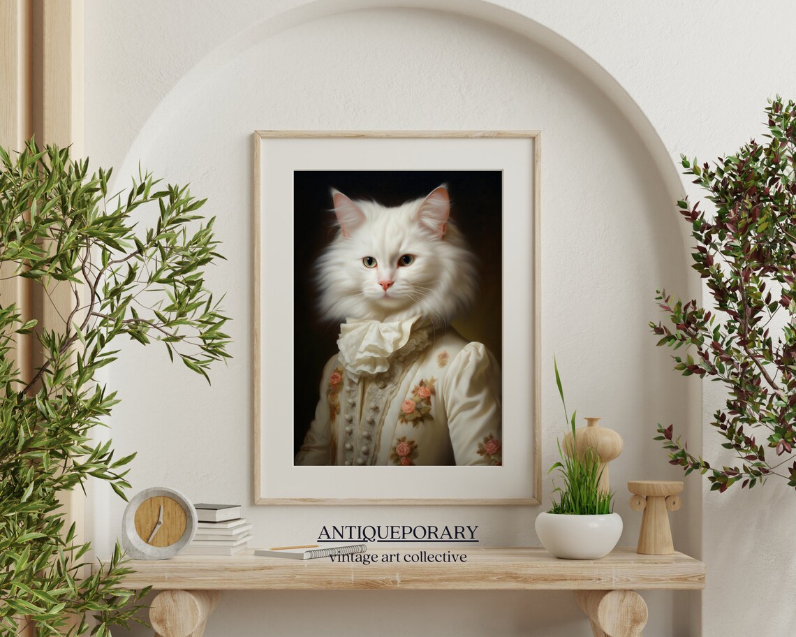 Royal White Cat in Victorian Gown Vintage Aristocratic Pet Portrait Poster - Image 7