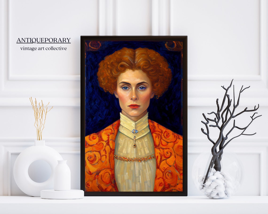 Women Portrait Painting Elegant Portrait Female Oil Painting Moody Antique Art Antique Oil Portrait Young Woman Portrait - Image 4