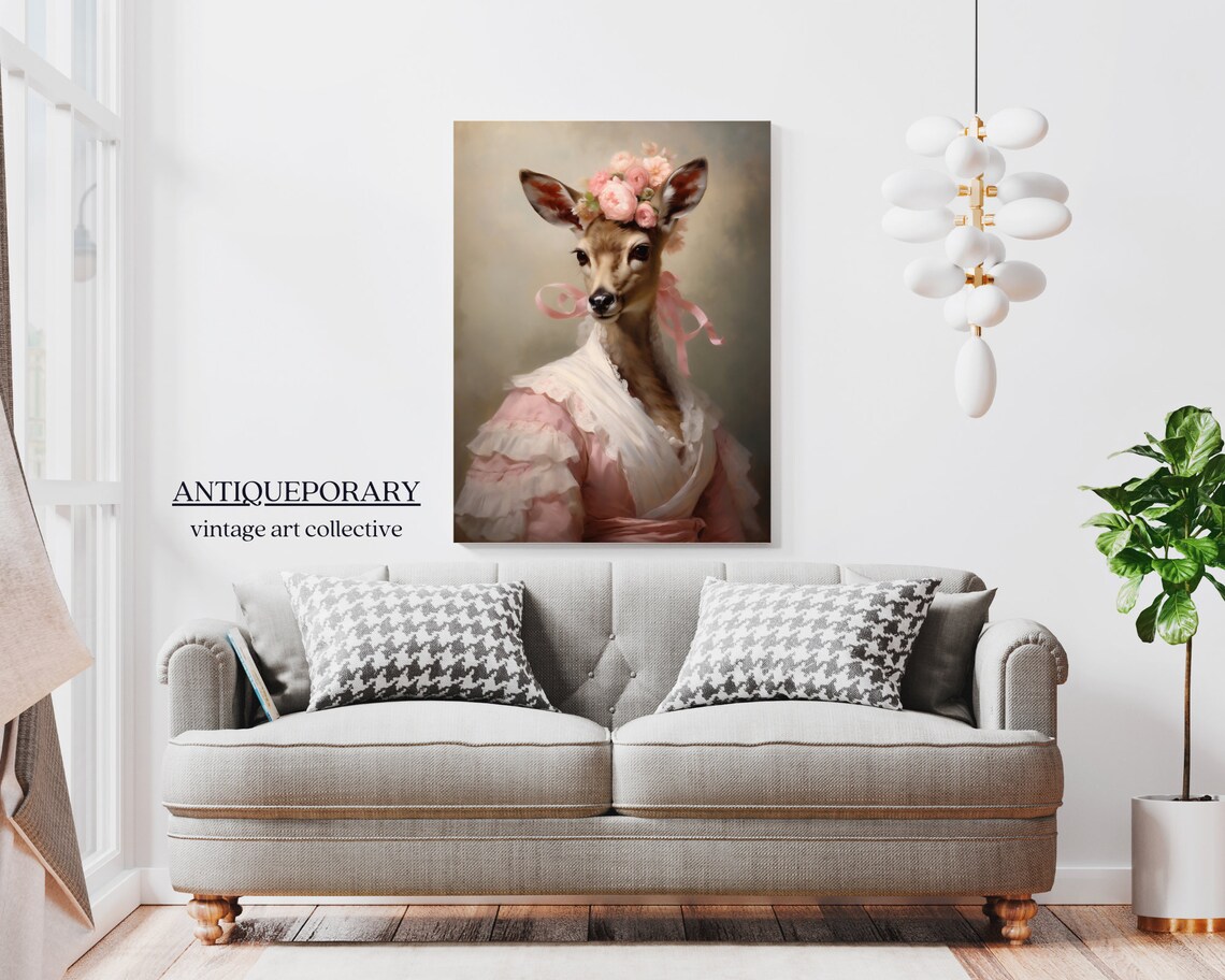 Victorian Animals Portrait Royal Female Deer Vintage Print Renaissance Animal Dark Moody Animal Poster Altered Art Animal Lover Gift - Image 7