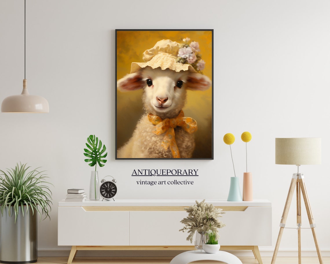 Baby Sheep Vintage Portrait Victorian Animal Portrait Dressed Animal Print Cute Farm Animal Renaissance Animal Art Animal Lover Gift - Image 7