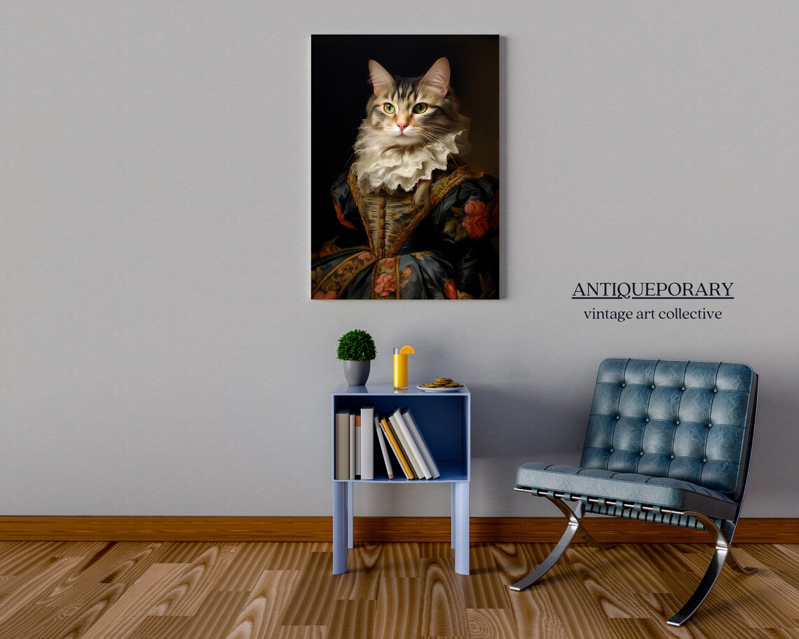 Royal Tabby Cat Lady Portrait Baroque Gown Vintage Style Poster - Image 5