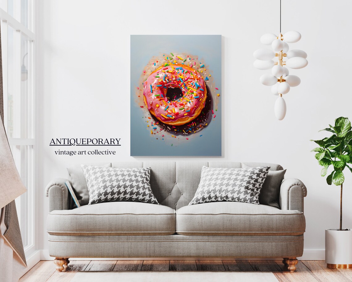 Pink Frosted Donut Rainbow Sprinkles Pop Art Food Still Life Poster - Image 6