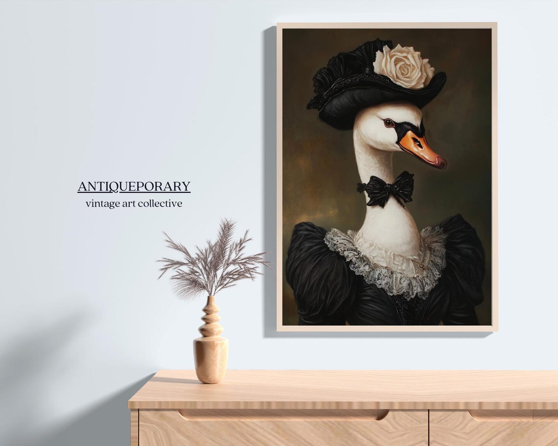 Royal Lady Swan Black Victorian Mourning Dress Portrait Poster - Image 7
