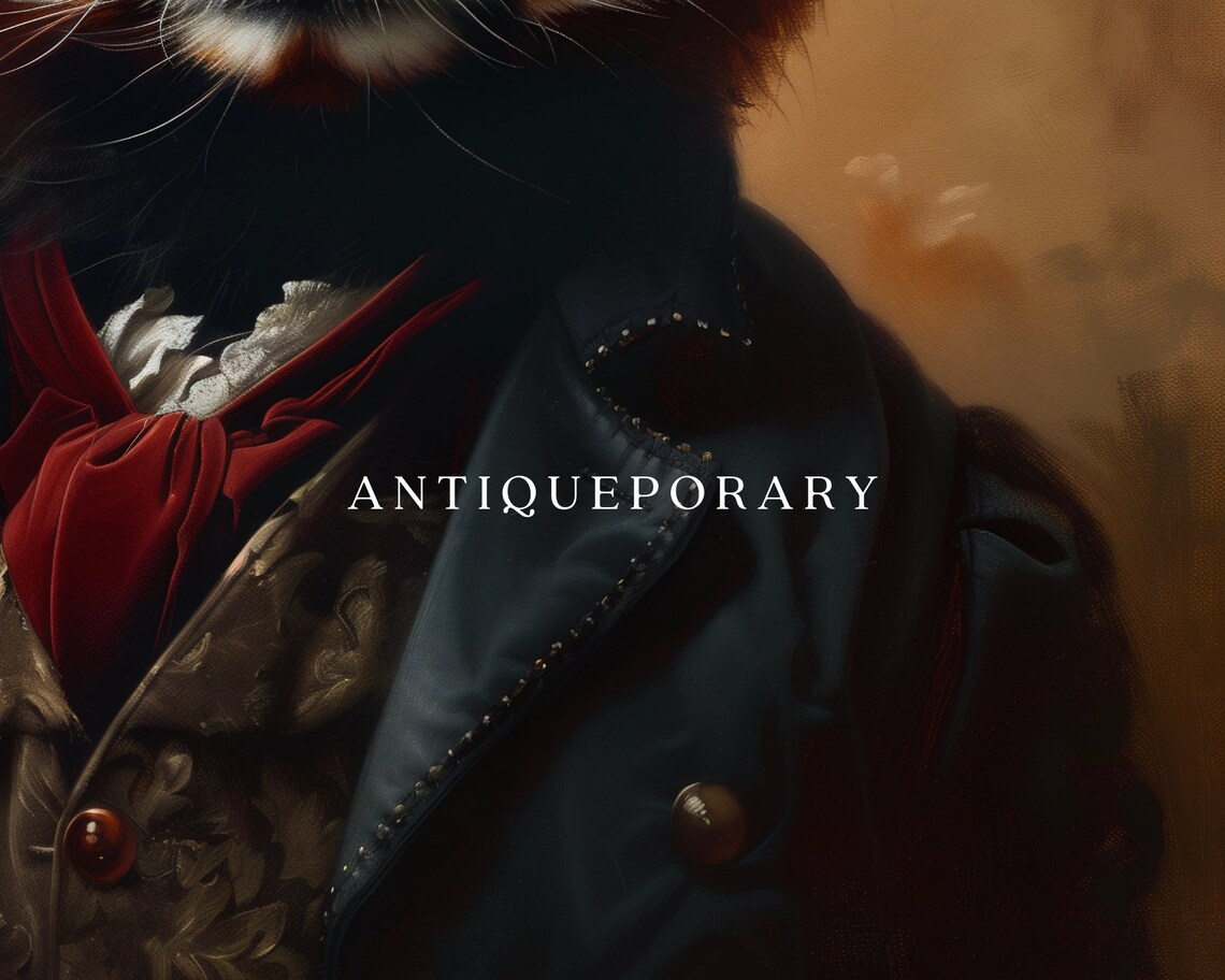 Royal Red Panda in Vintage Coat and Cravat Animal Portrait Poster - Image 2