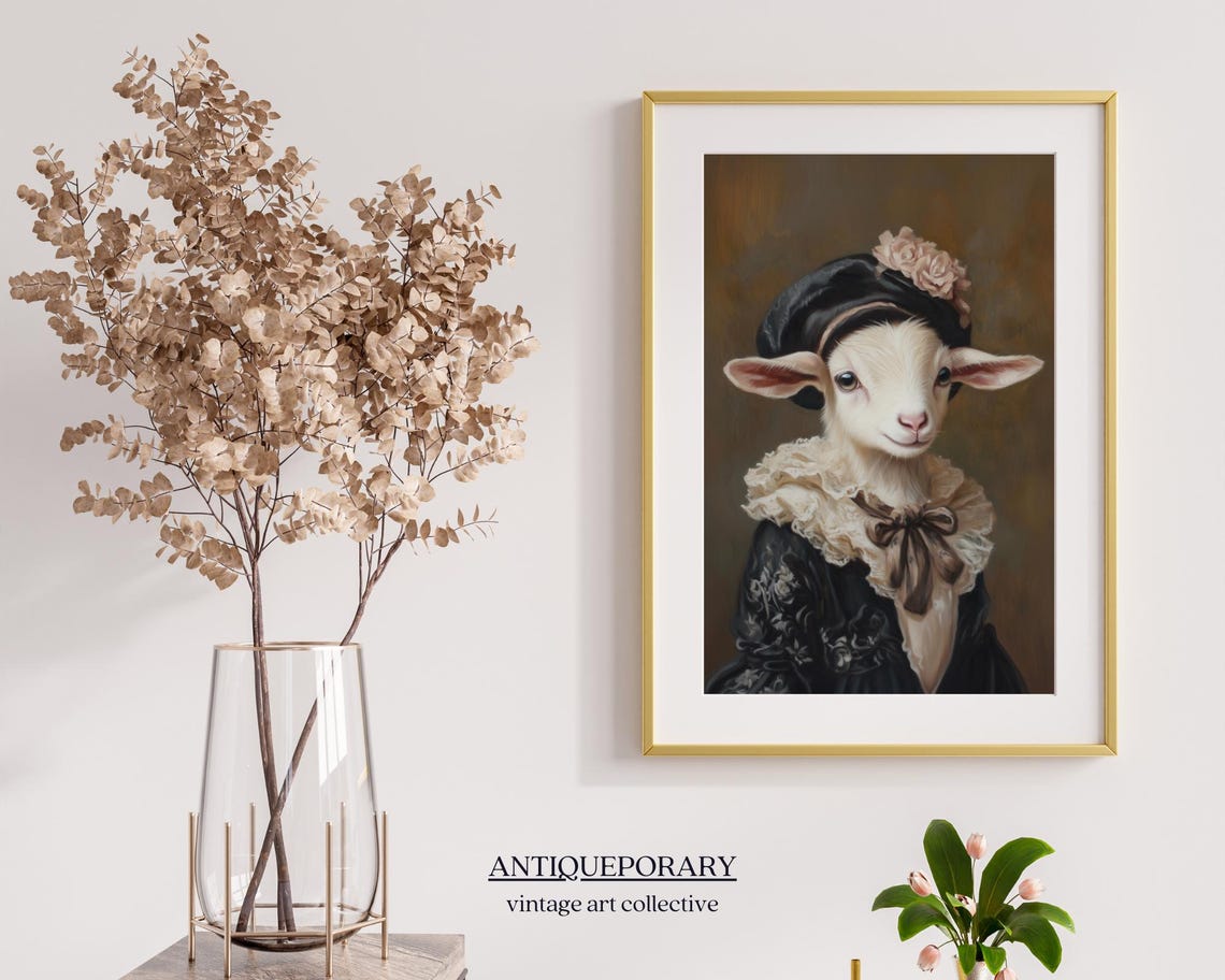 Victorian Animal Portrait Royal Goat Vintage Print Dressed Animal Print Cute Farm Animal Renaissance Animal Art Animal Lover Gift - Image 5