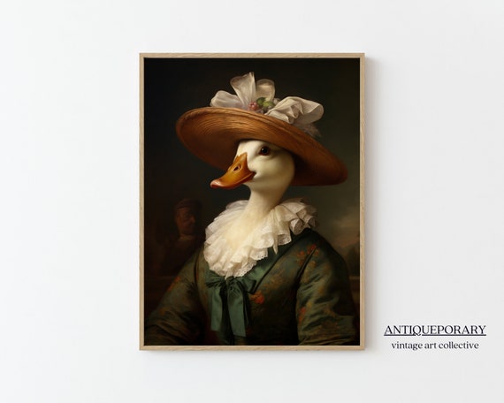 Victorian Animals Portrait Royal Female Duck Vintage Print Renaissance Animal Dark Moody Animal Poster Altered Art Animal Lover Gift