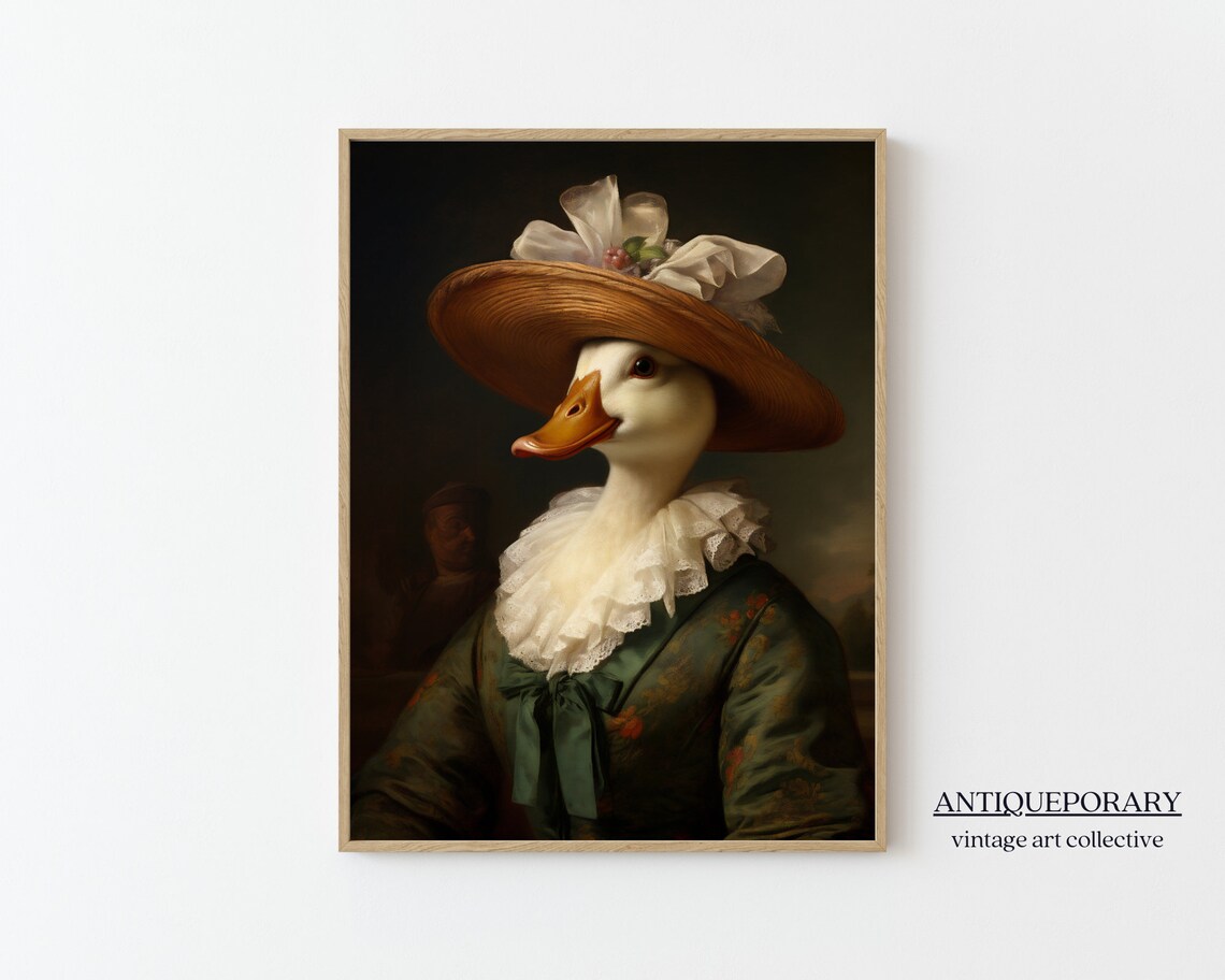 Victorian Animals Portrait Royal Female Duck Vintage Print Renaissance Animal Dark Moody Animal Poster Altered Art Animal Lover Gift
