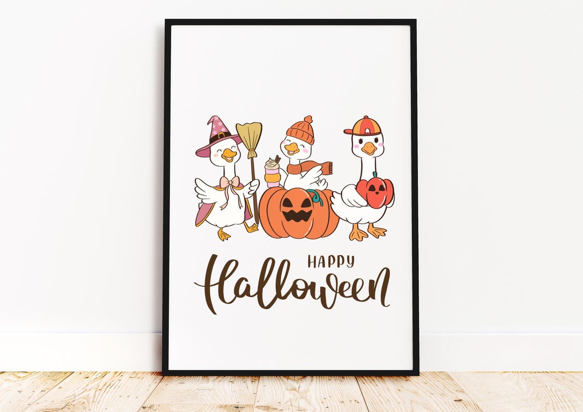 Three Silly Geese Happy Halloween Costume Party Poster for Kids