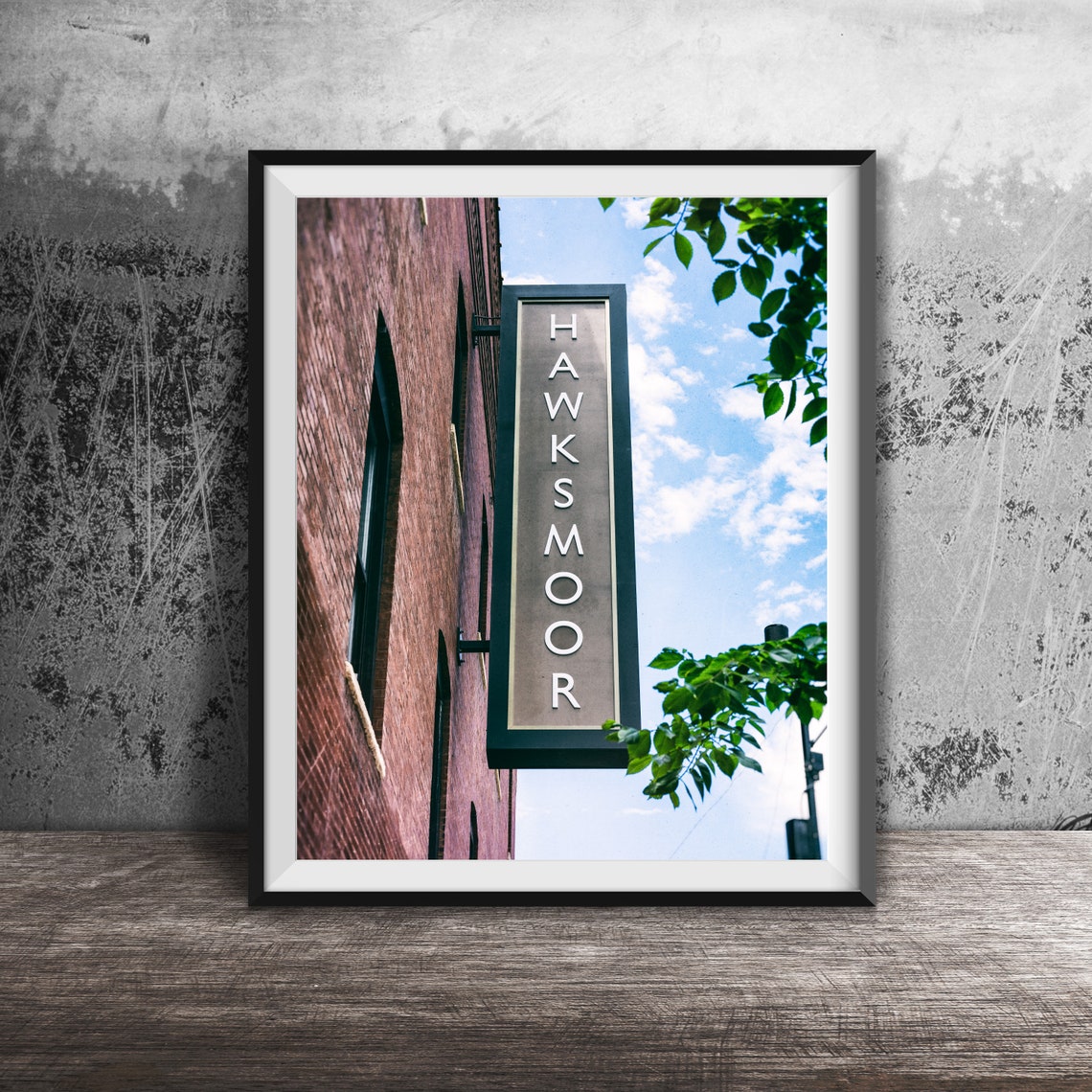 Hawksmoor Vertical Blade Sign Brick Building Wall Photo Poster