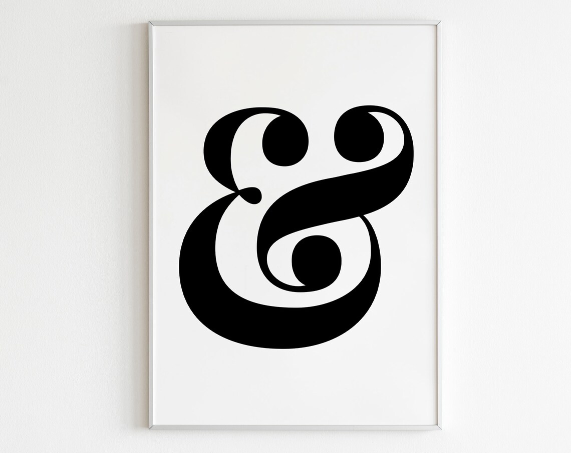 Ampersand Black Typography Symbol Minimalist Scandi Office Wall Poster