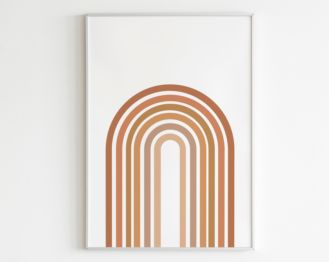 Burnt Orange Terracotta Rainbow Arch Minimalist Neutral Print