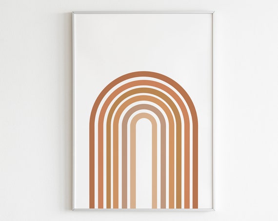 Neutral Rainbow Print Distressed Abstract Art Grunge Abstract Printburnt Orange Printterracotta Boho Printgallery Wallabstract Rainbow