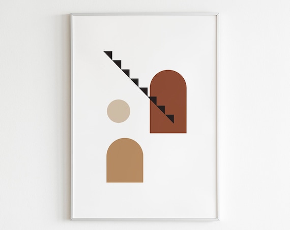 Minimal Geometric Shapes Wall Art Abstract Wall Art Mid Century Modern Wall Artabstract Printboho Printgallery Wallearth Tone Wall Art
