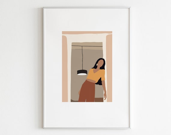 Abstract Female Portrait Wall Artabstract Girl Postergirl At The Windowterracotta Printmid Century Modern Posterboho Printgallery Wall