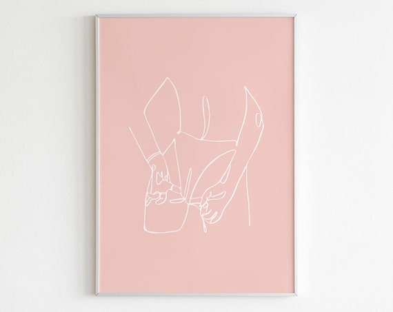 Woman Bum Print, Single Line Nude Art