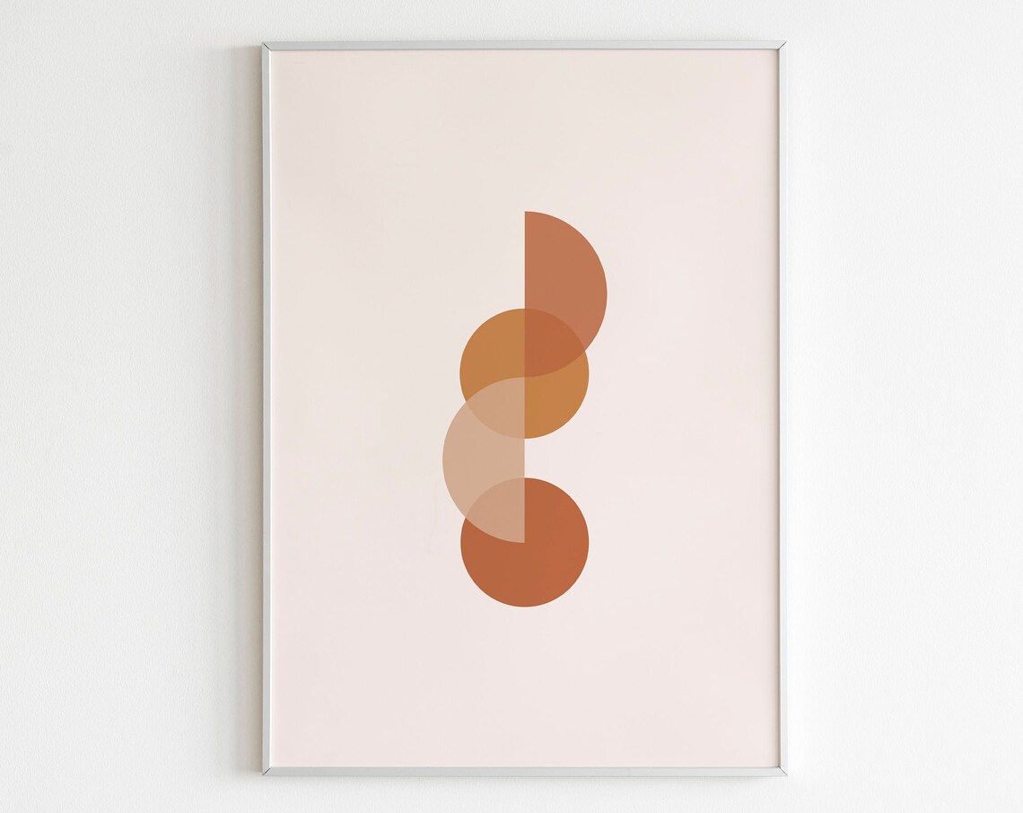 Terracotta Geometric Circles Minimalist Modern Abstract Art Poster