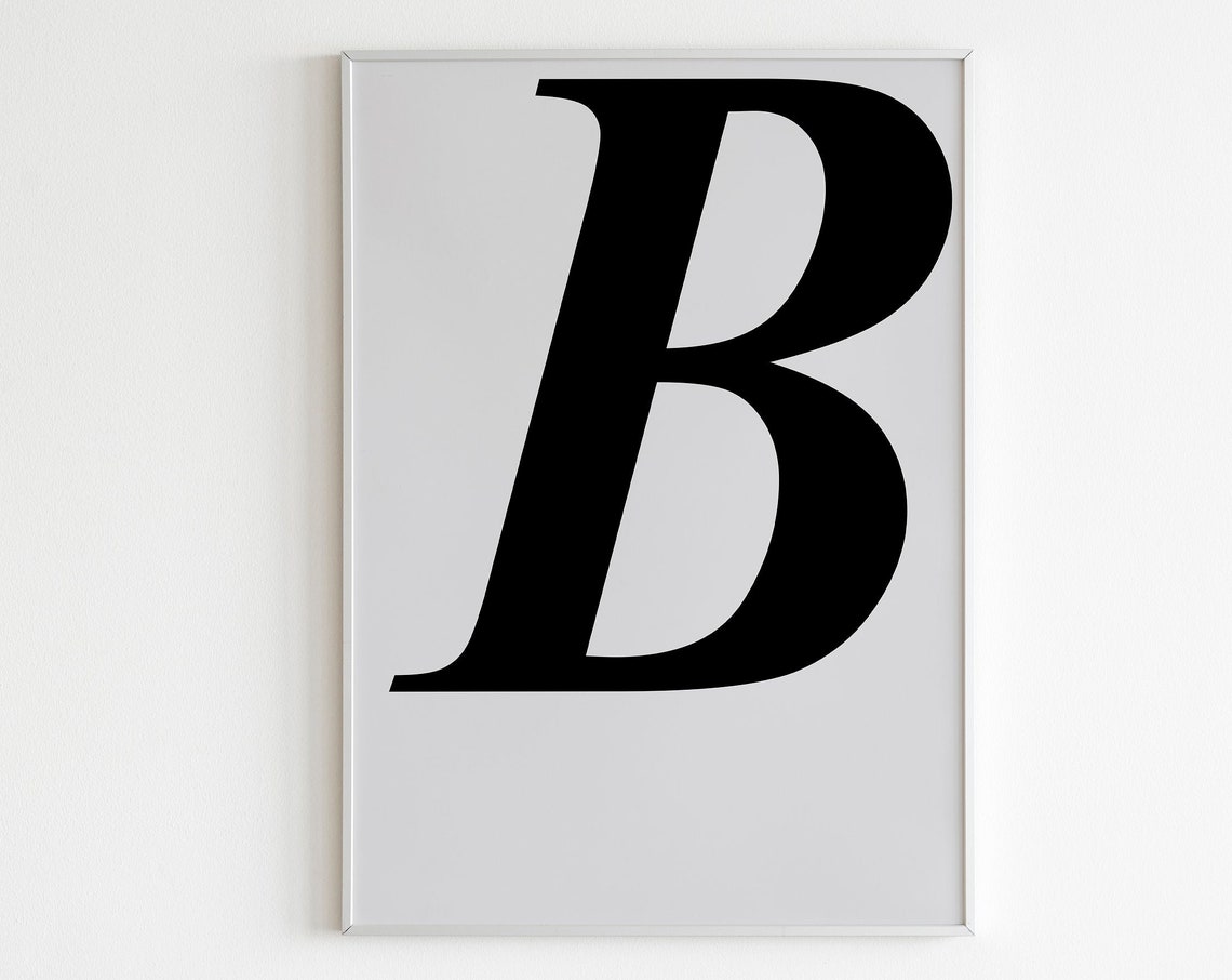 Bold Black Letter B Typography Scandinavian Minimalist Print