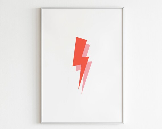 Red Pink Lightning Bolt Pop Art Minimalist Graphic Trendy Poster