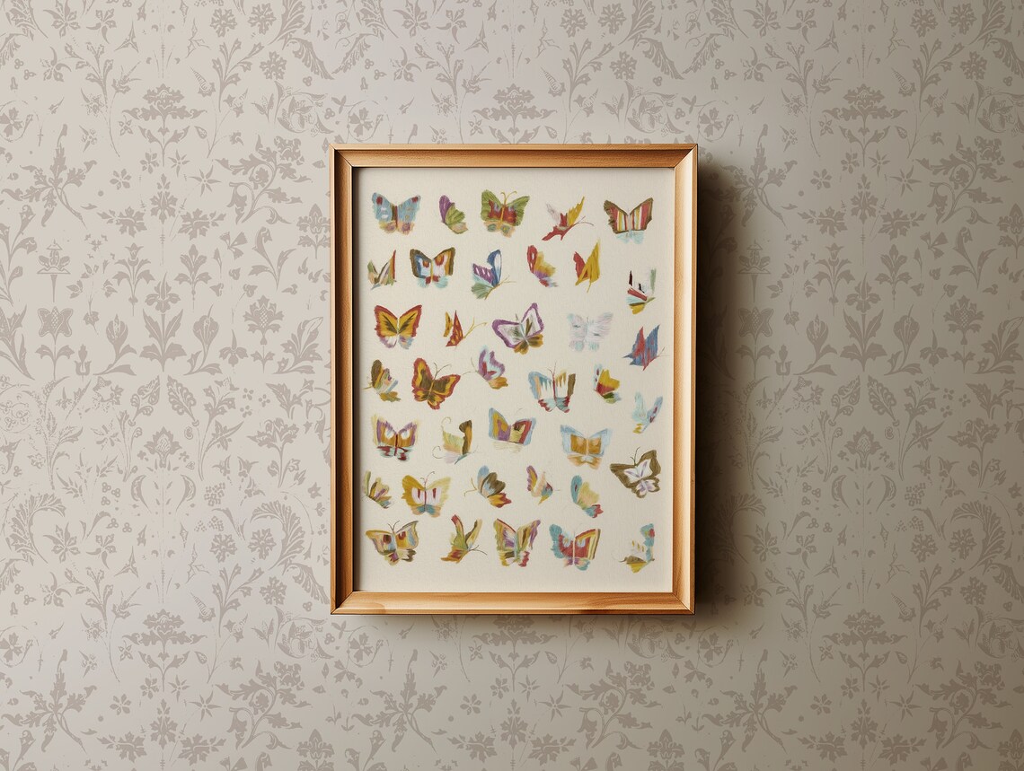 Colourful Watercolor Butterflies Collage Nursery Insect Wall Art - Image 2