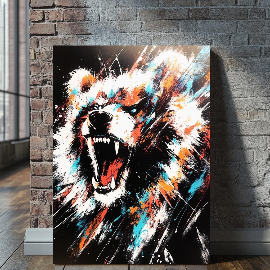 Abstract Bear Art Print, Modern Wildlife Decor