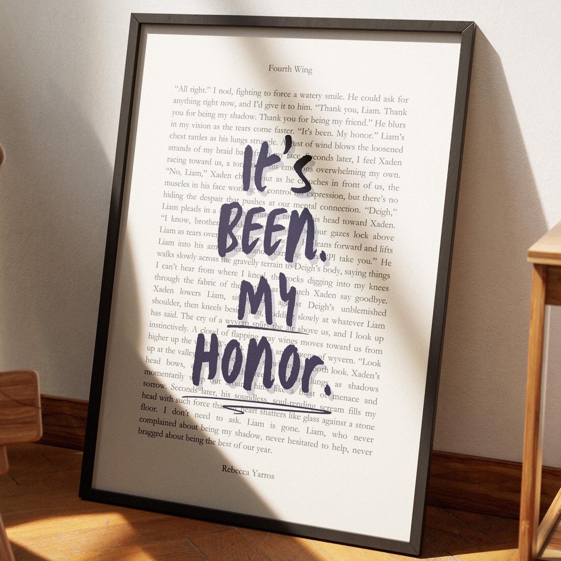 Rebecca Yarros Fourth Wing Liam It's Been My Honor Book Page Print - Image 7