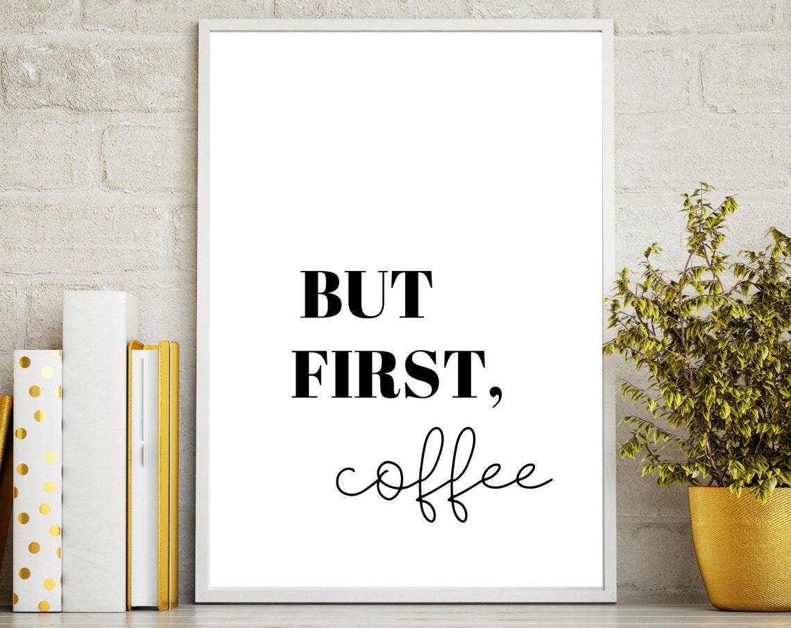 But First Coffee Script Minimalist Modern Kitchen Decor Poster - Image 3