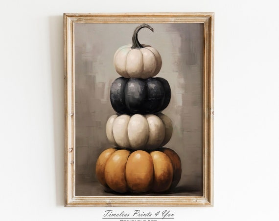 Rustic Pumpkin Print Art Painted Vintage Fall Prints