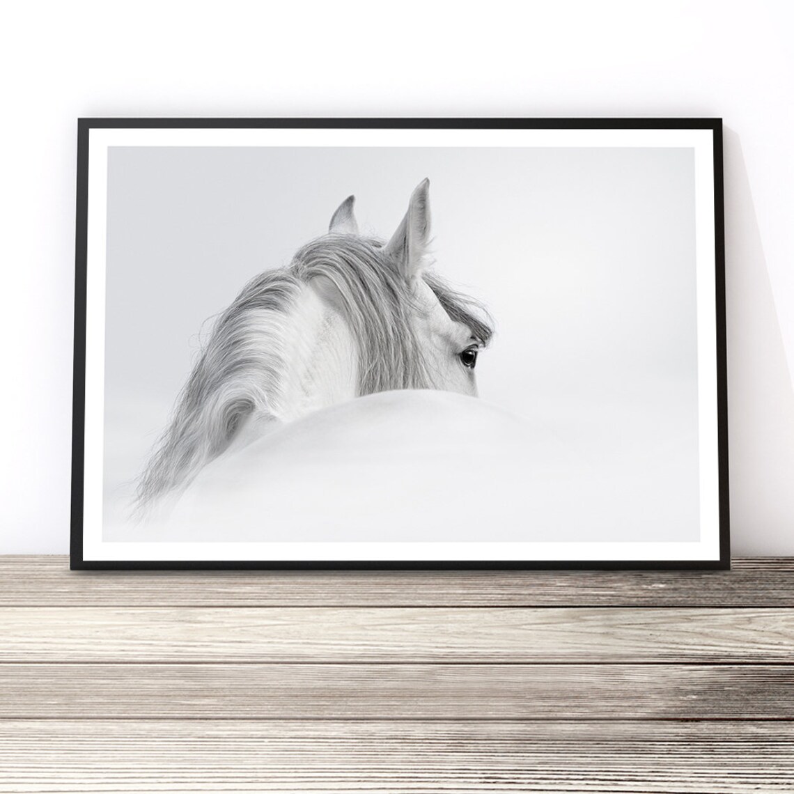 Black And White Horse Photography Wall Art Print