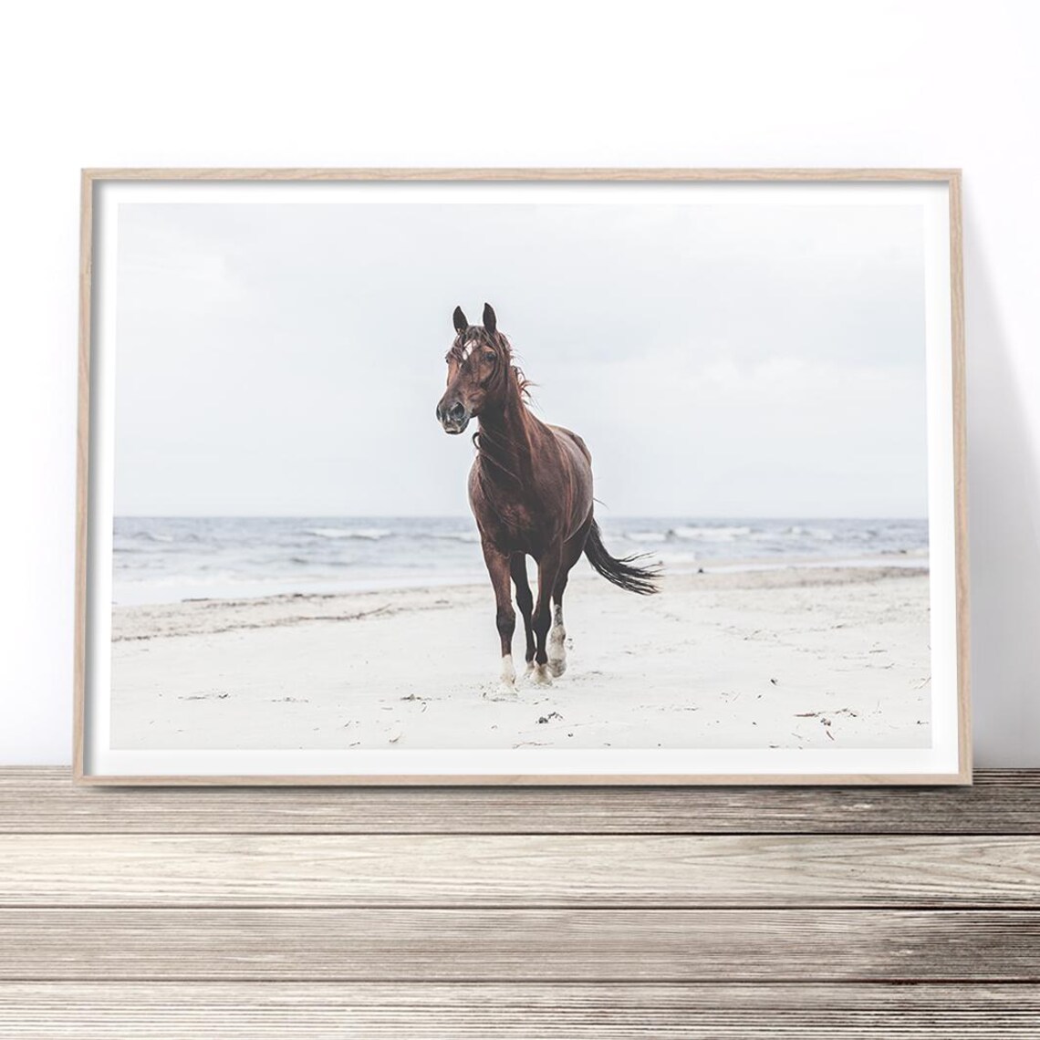 Stallion on the Beach, Coastal Boho Poster Print